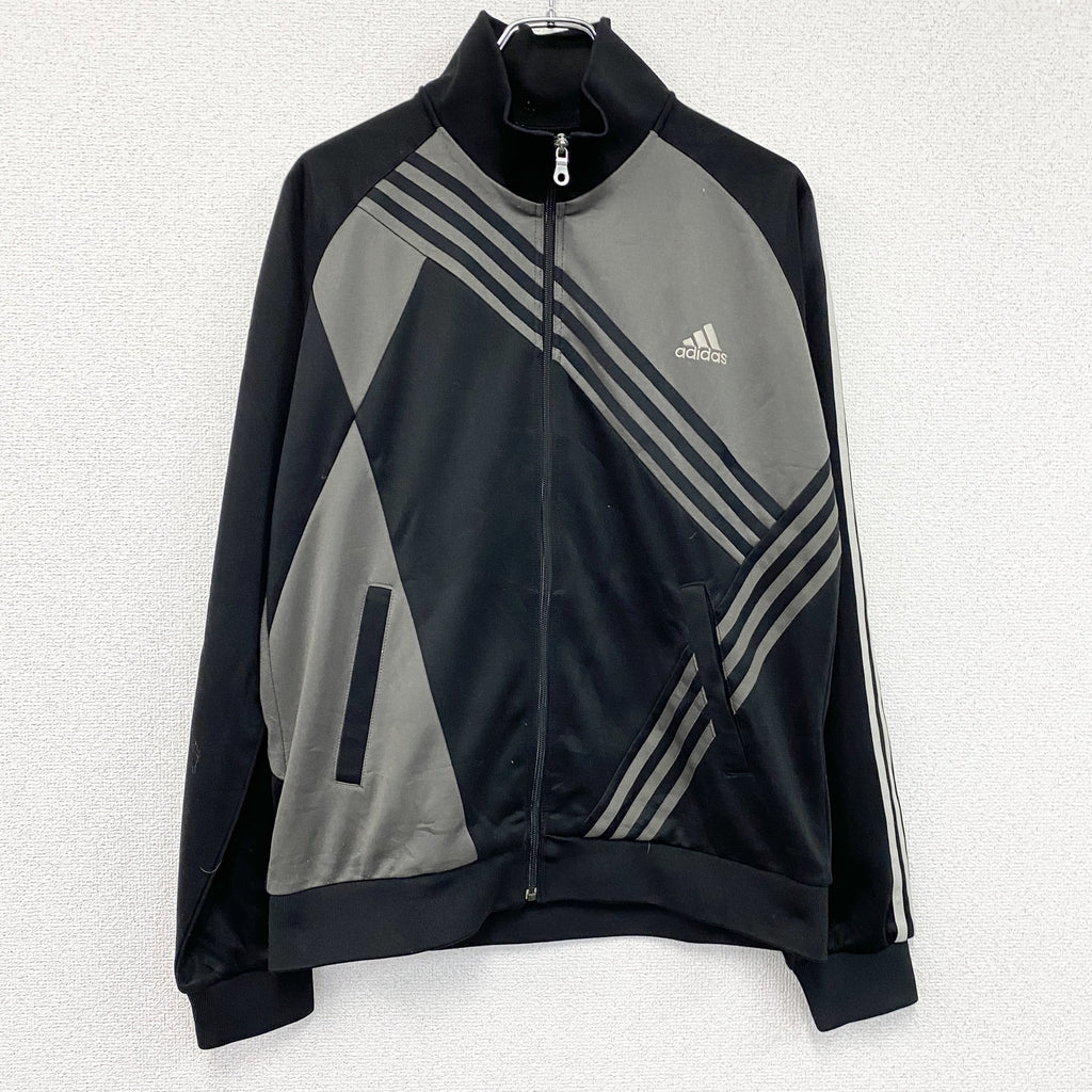 adidas　アディダス　トラックジャケット/ジャージ　黒　ブラック　グレー　XOサイズ　古着