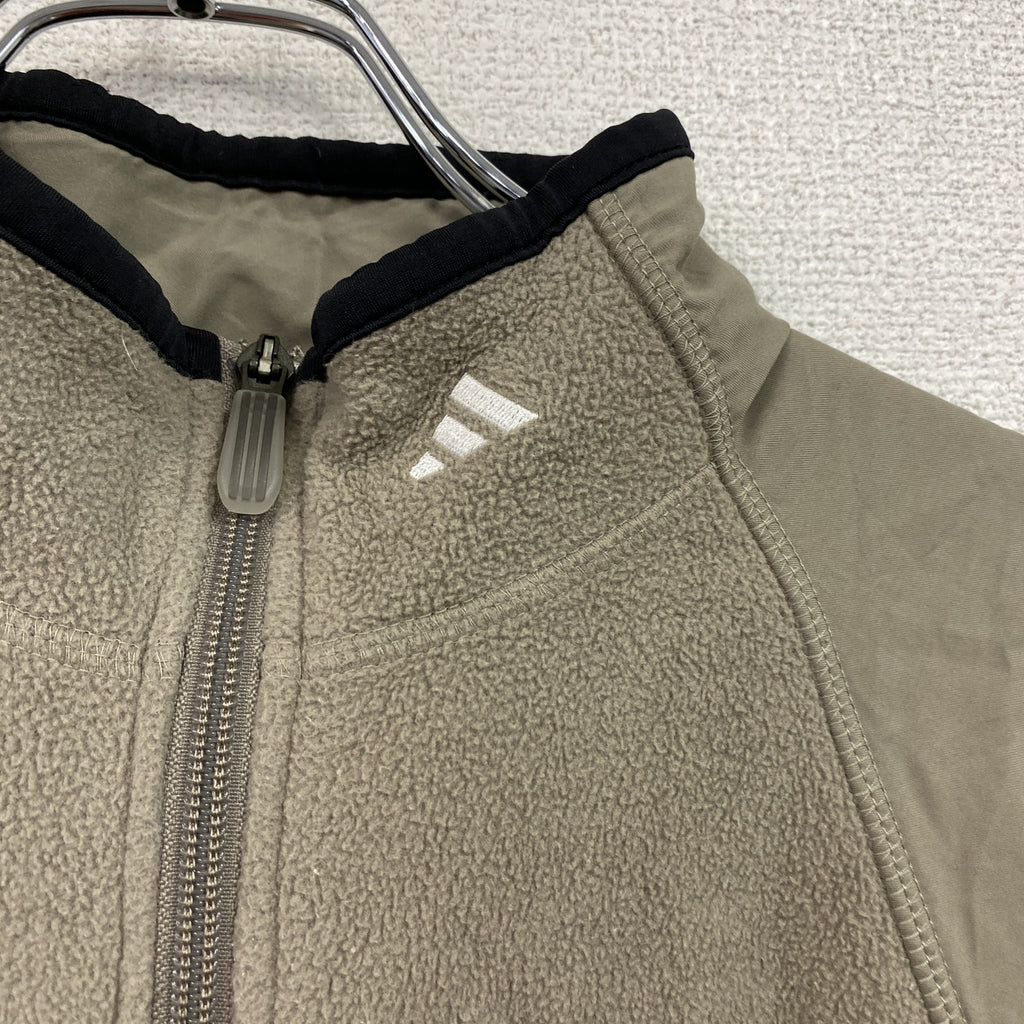 adidas　アディダス　フルジップベスト　フリースベスト　ベージュ　Mサイズ メンズ ポリエステル 古着