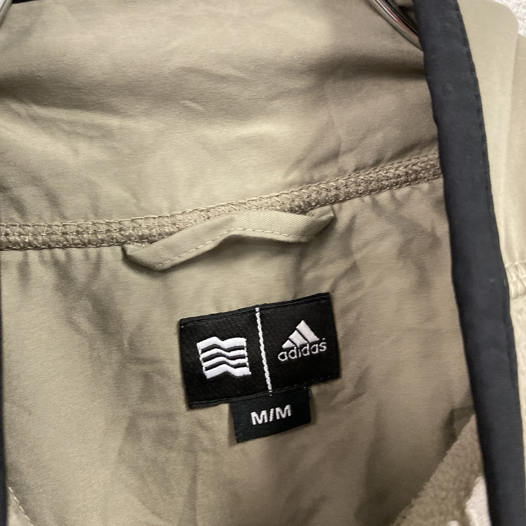 adidas　アディダス　フルジップベスト　フリースベスト　ベージュ　Mサイズ メンズ ポリエステル 古着