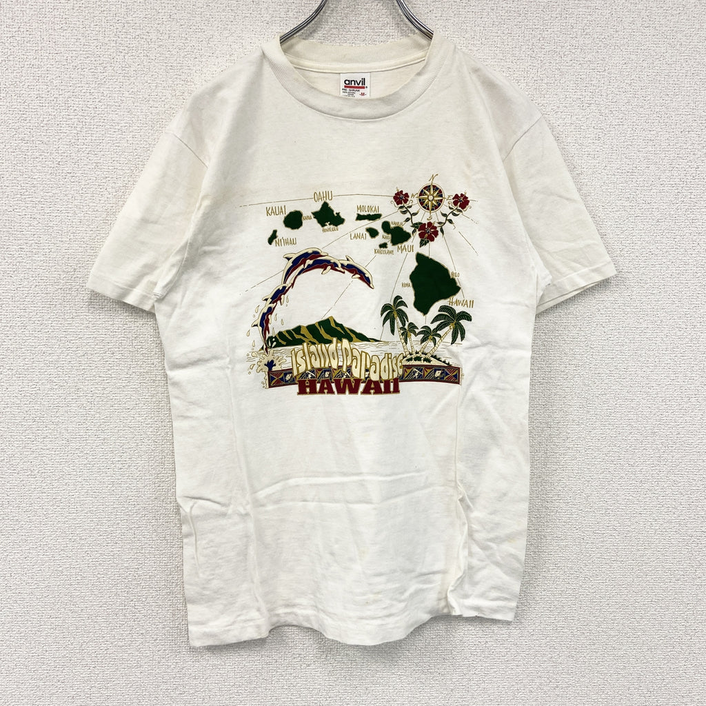 anvil　アンビル　半袖プリントTシャツ　シングルステッチ　ヴィンテージ　白　ホワイト　Mサイズ カットソー メンズ コットン 古着