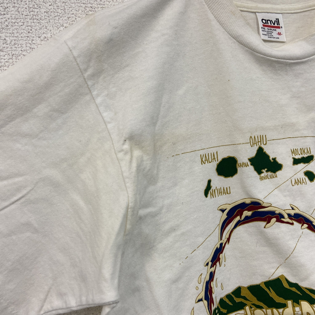 anvil　アンビル　半袖プリントTシャツ　シングルステッチ　ヴィンテージ　白　ホワイト　Mサイズ カットソー メンズ コットン 古着