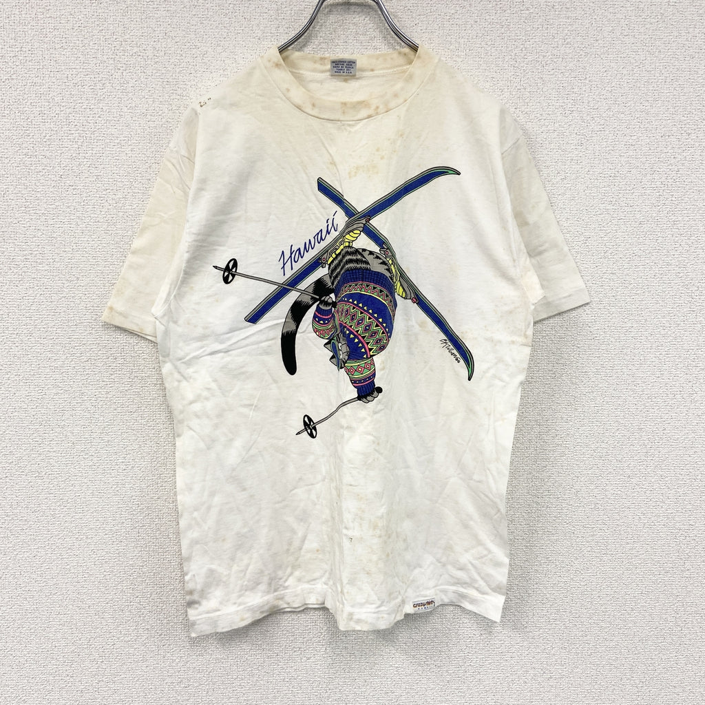 Crazy Shirt　クレイジーシャツ　半袖プリントTシャツ　シングルステッチ　ヴィンテージ　白　ホワイト　Mサイズ　古着