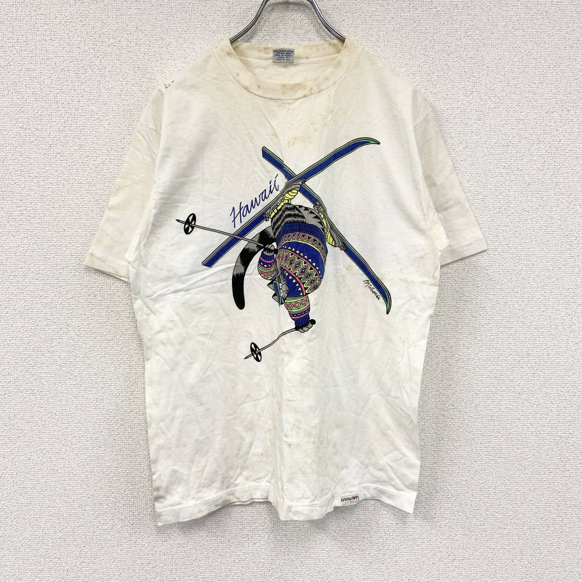 Crazy Shirt　クレイジーシャツ　半袖プリントTシャツ　シングルステッチ　ヴィンテージ　白　ホワイト　Mサイズ　古着