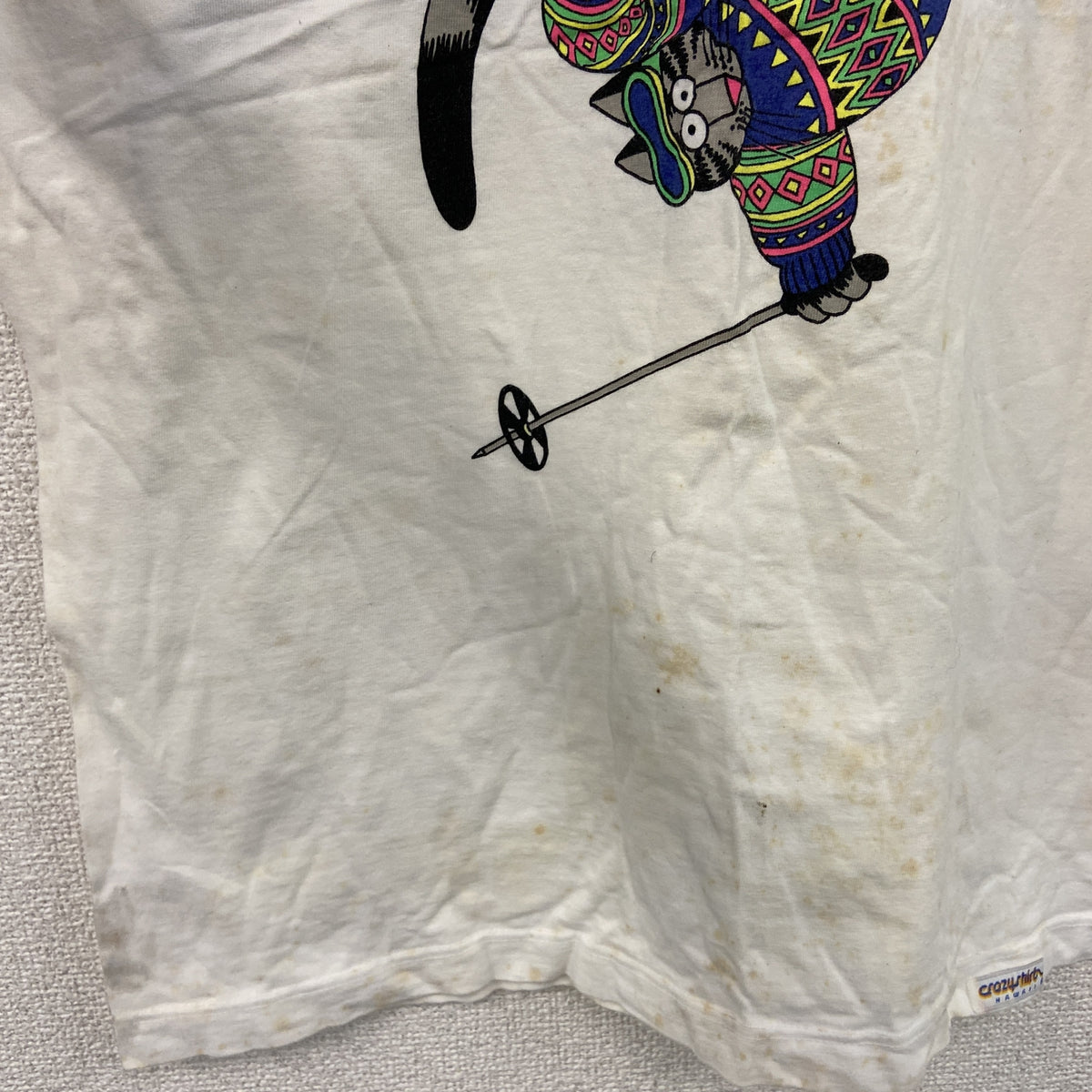 Crazy Shirt　クレイジーシャツ　半袖プリントTシャツ　シングルステッチ　ヴィンテージ　白　ホワイト　Mサイズ　古着
