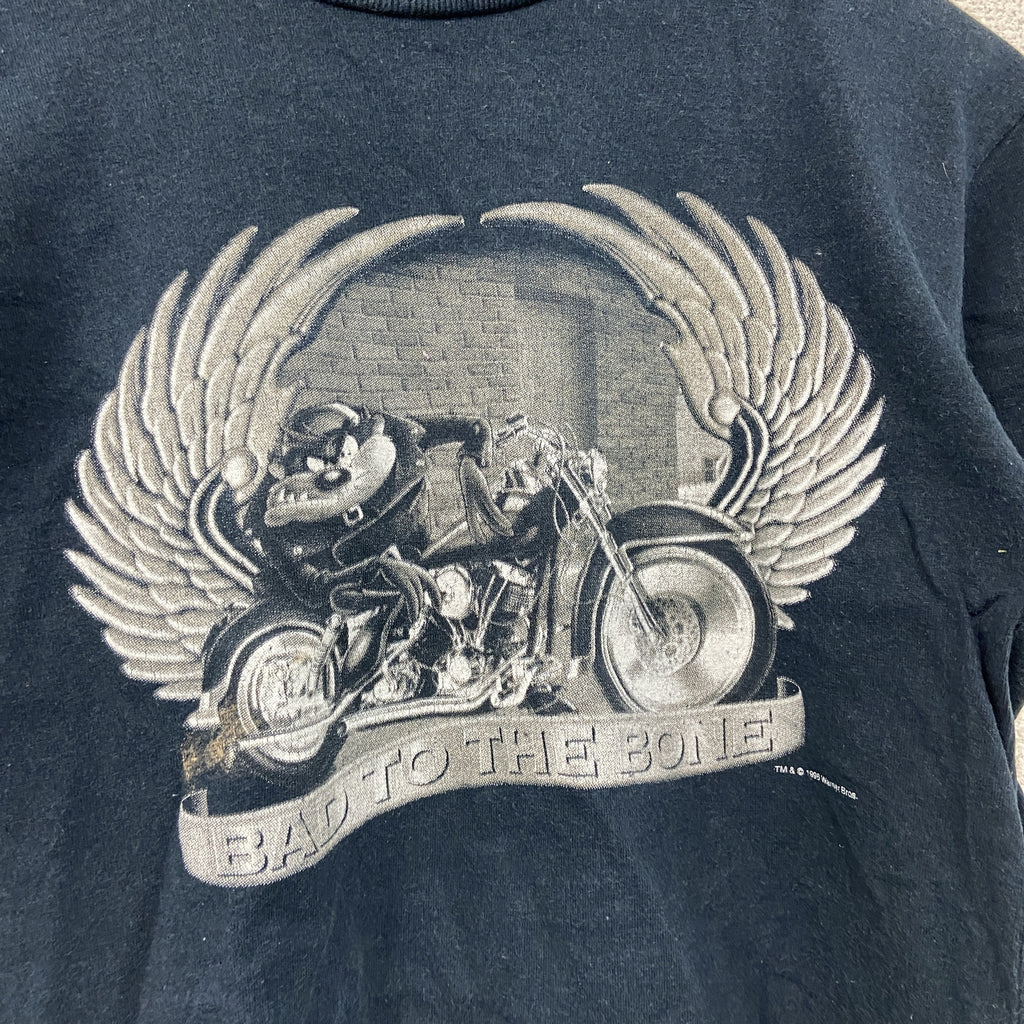 Warner Bros　ワーナーブラザーズ　半袖プリントTシャツ　シングルステッチ　ヴィンテージ　黒　ブラック　8サイズ　古着