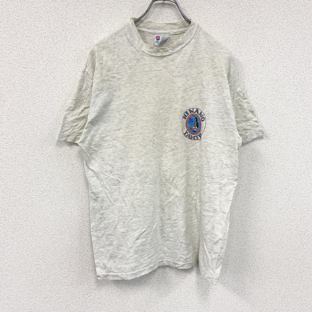 Hanes　ヘインズ　半袖プリントTシャツ　シングルステッチ　ヴィンテージ　霜降りグレー　Mサイズ カットソー メンズ コットン 古着
