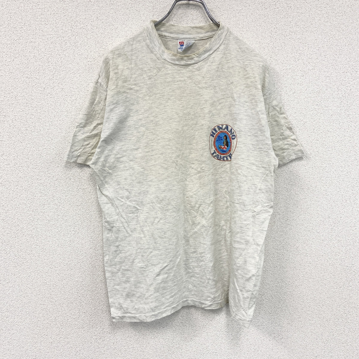 Hanes　ヘインズ　半袖プリントTシャツ　シングルステッチ　ヴィンテージ　霜降りグレー　Mサイズ カットソー メンズ コットン 古着