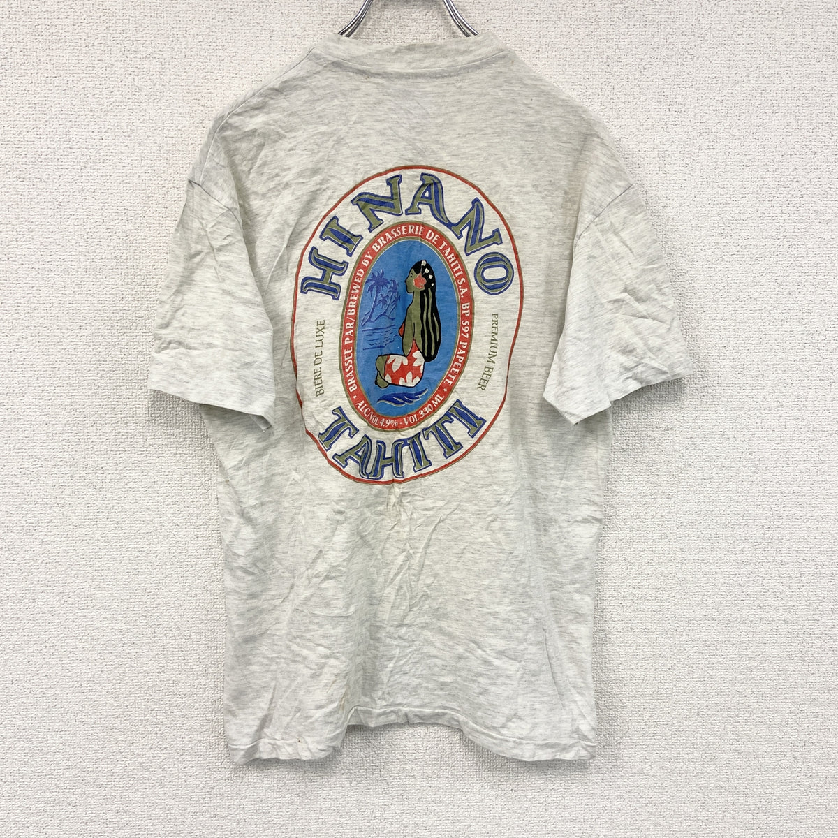Hanes　ヘインズ　半袖プリントTシャツ　シングルステッチ　ヴィンテージ　霜降りグレー　Mサイズ カットソー メンズ コットン 古着
