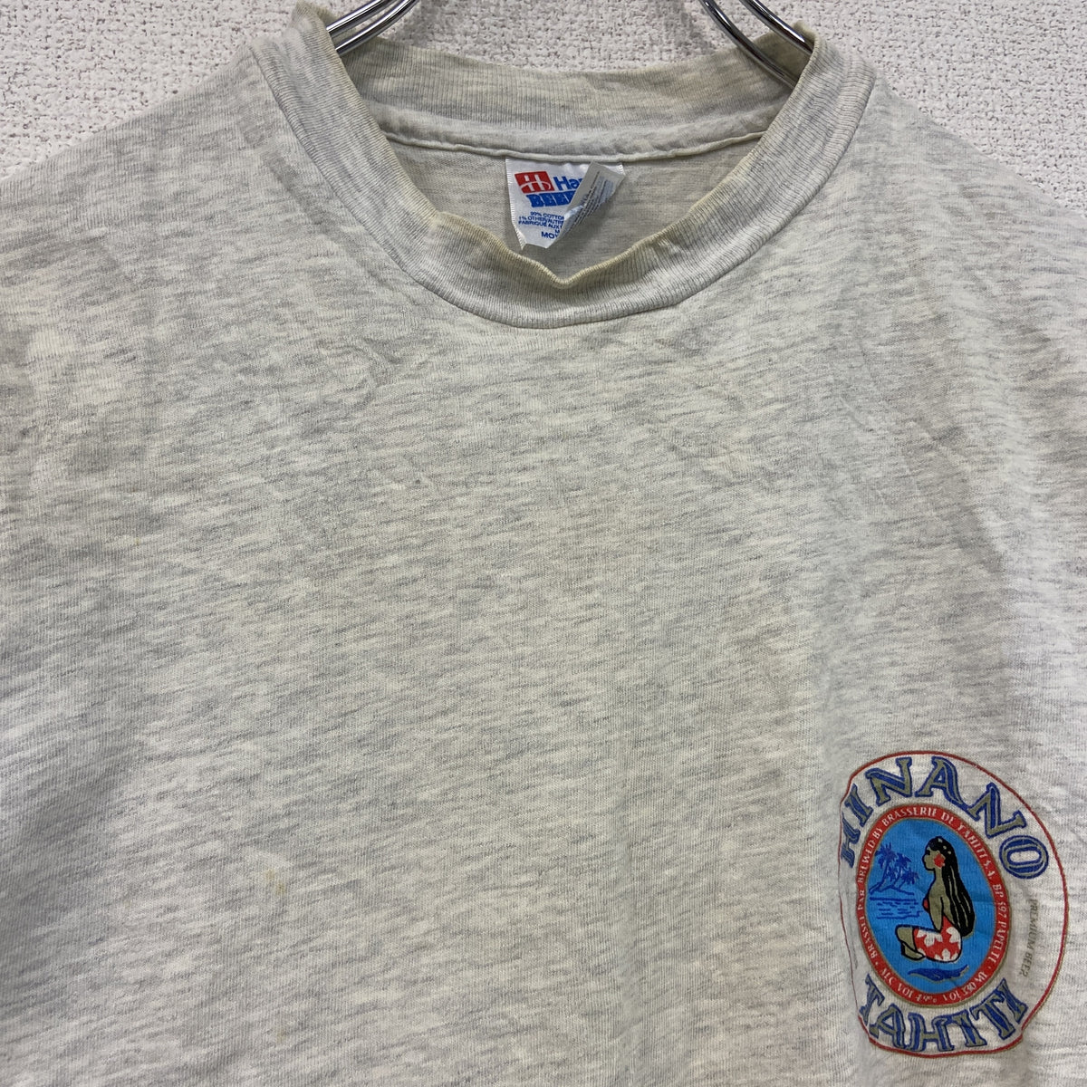 Hanes　ヘインズ　半袖プリントTシャツ　シングルステッチ　ヴィンテージ　霜降りグレー　Mサイズ カットソー メンズ コットン 古着