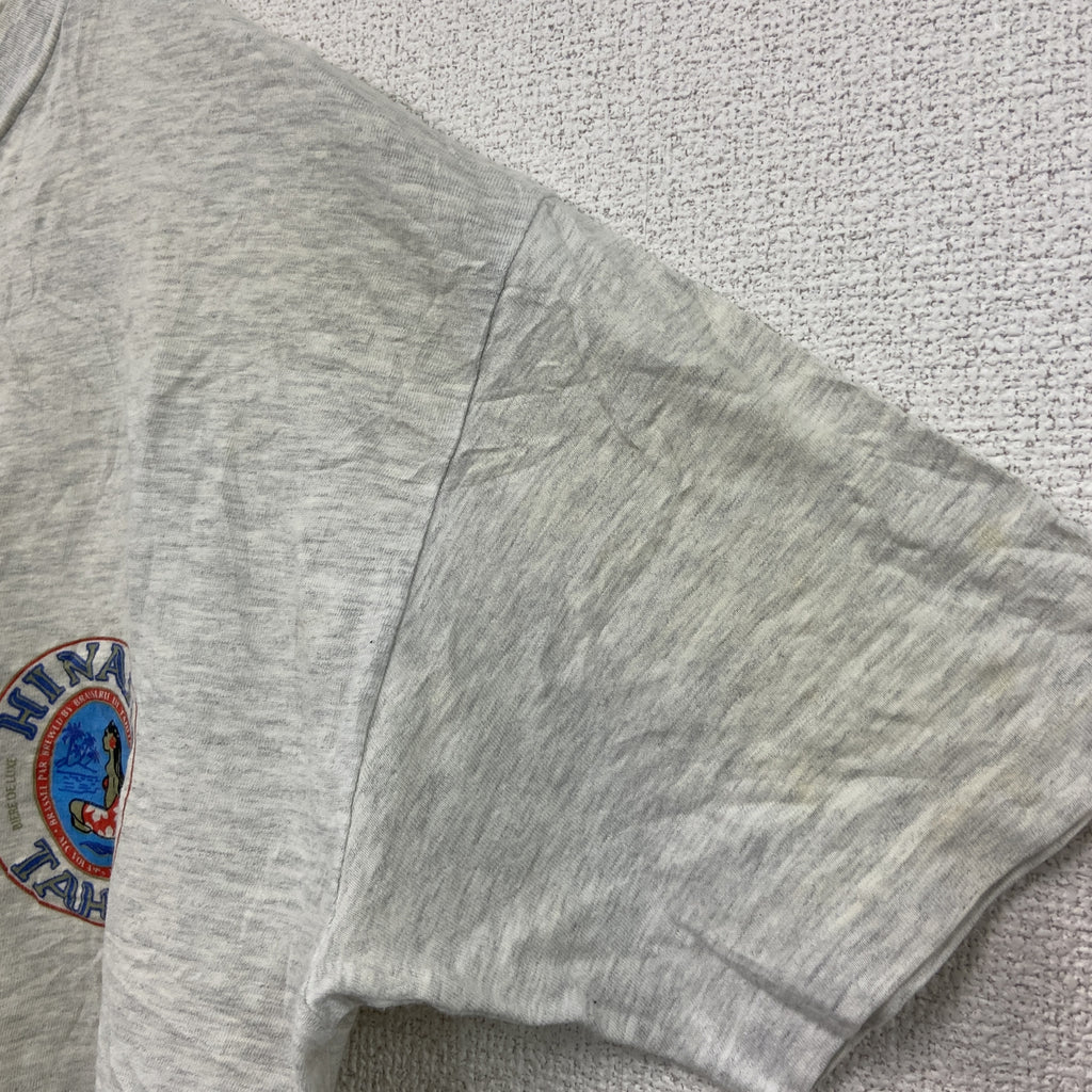 Hanes　ヘインズ　半袖プリントTシャツ　シングルステッチ　ヴィンテージ　霜降りグレー　Mサイズ カットソー メンズ コットン 古着
