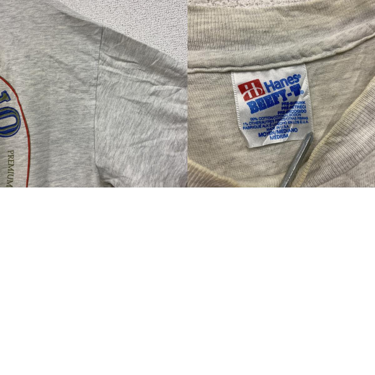 Hanes　ヘインズ　半袖プリントTシャツ　シングルステッチ　ヴィンテージ　霜降りグレー　Mサイズ カットソー メンズ コットン 古着
