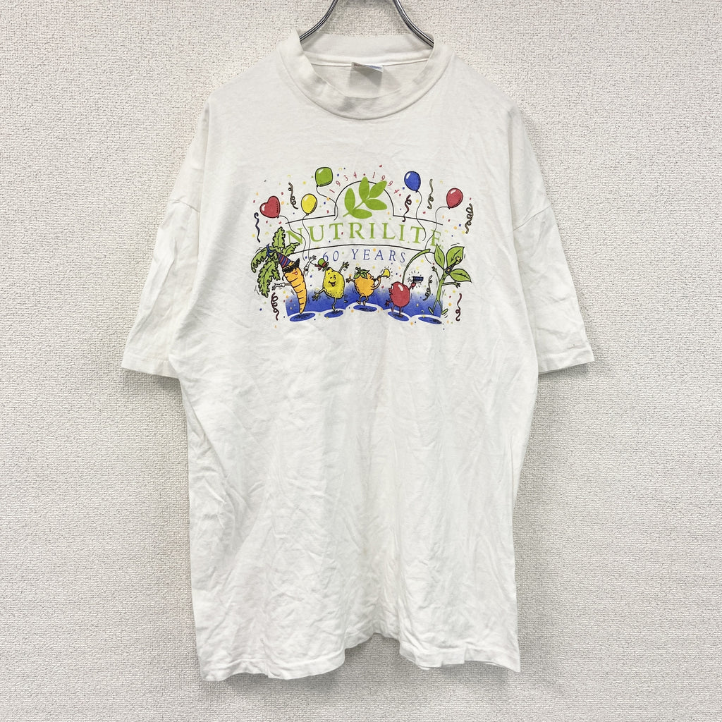Hanes　ヘインズ　半袖プリントTシャツ　シングルステッチ　ヴィンテージ　白　ホワイト　XLサイズ カットソー メンズ コットン 古着