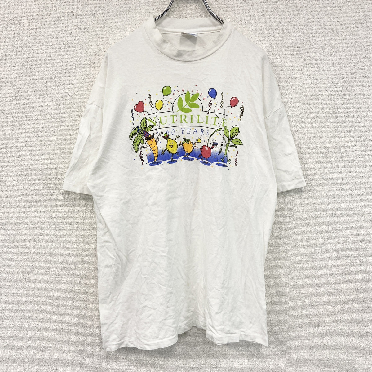 Hanes　ヘインズ　半袖プリントTシャツ　シングルステッチ　ヴィンテージ　白　ホワイト　XLサイズ カットソー メンズ コットン 古着