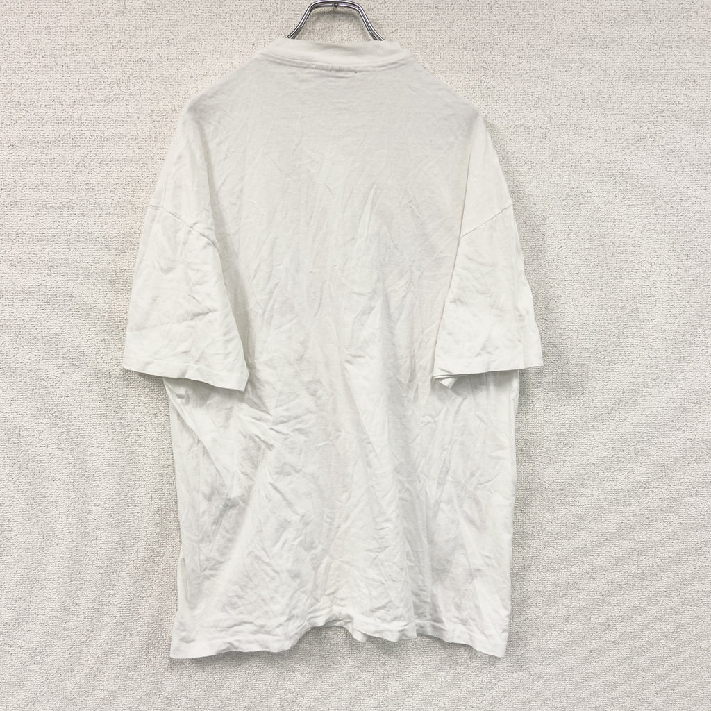 Hanes　ヘインズ　半袖プリントTシャツ　シングルステッチ　ヴィンテージ　白　ホワイト　XLサイズ カットソー メンズ コットン 古着