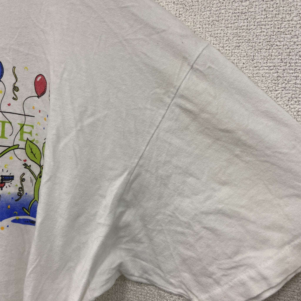 Hanes　ヘインズ　半袖プリントTシャツ　シングルステッチ　ヴィンテージ　白　ホワイト　XLサイズ カットソー メンズ コットン 古着