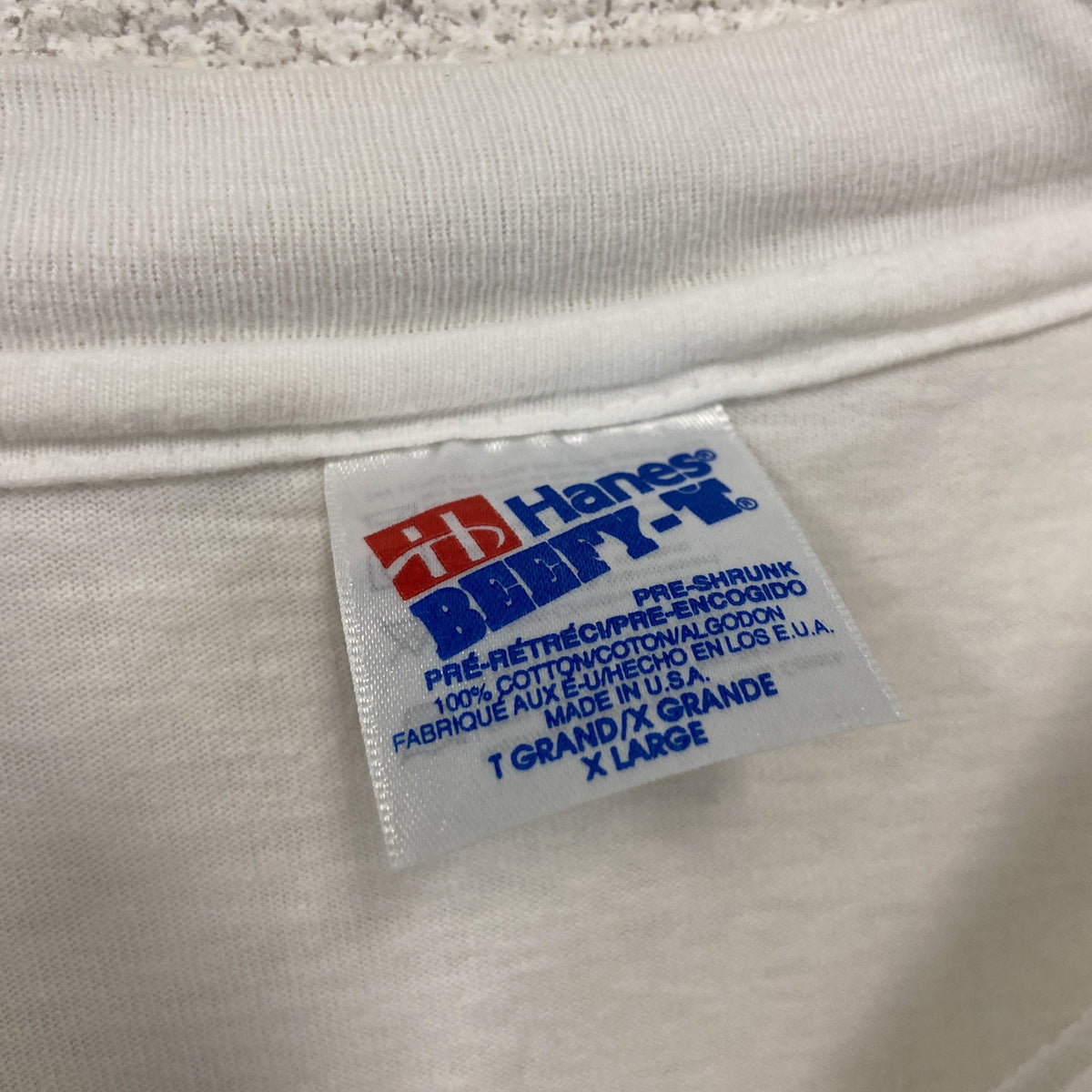 Hanes　ヘインズ　半袖プリントTシャツ　シングルステッチ　ヴィンテージ　白　ホワイト　XLサイズ カットソー メンズ コットン 古着