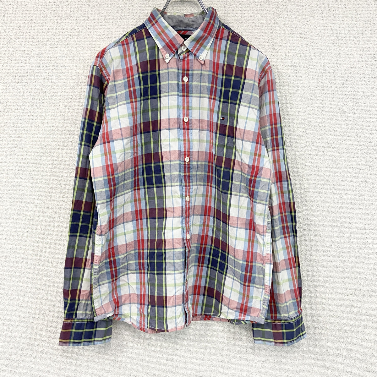 TOMMY HILFIGER　トミーヒルフィガー　長袖ボタンダウンシャツ　チェック柄　マルチカラー　XLサイズ　古着