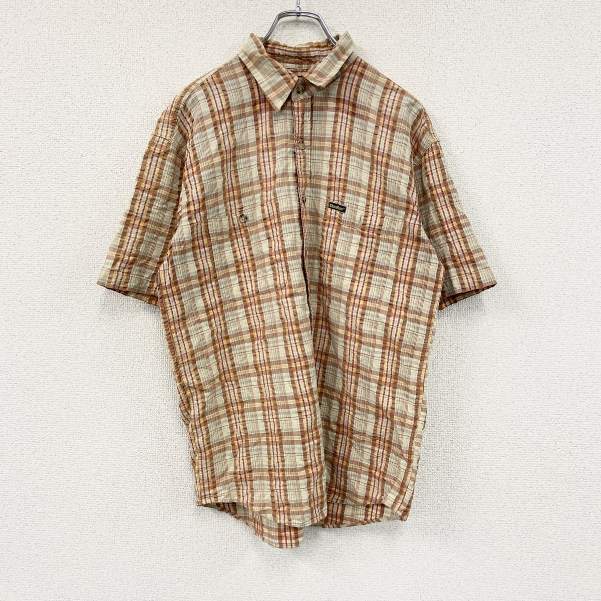 OSH KOSH　オシュコシュ　半袖シャツ　チェック柄　マルチカラー　オレンジ　Lサイズ　古着