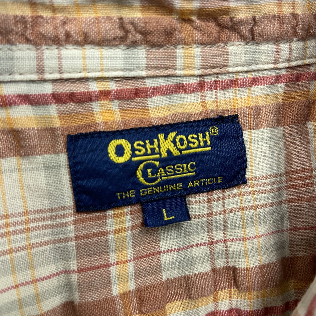OSH KOSH　オシュコシュ　半袖シャツ　チェック柄　マルチカラー　オレンジ　Lサイズ　古着