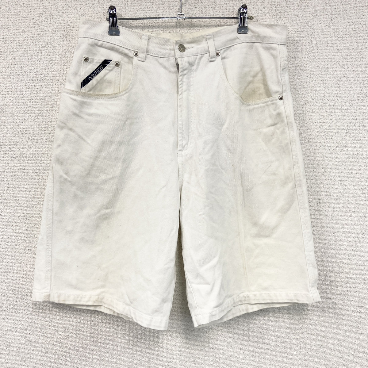 NAUTICA　ノーティカ　デニムハーフパンツ/ショートパンツ　ジップフライ　白　ホワイト　W34サイズ　古着