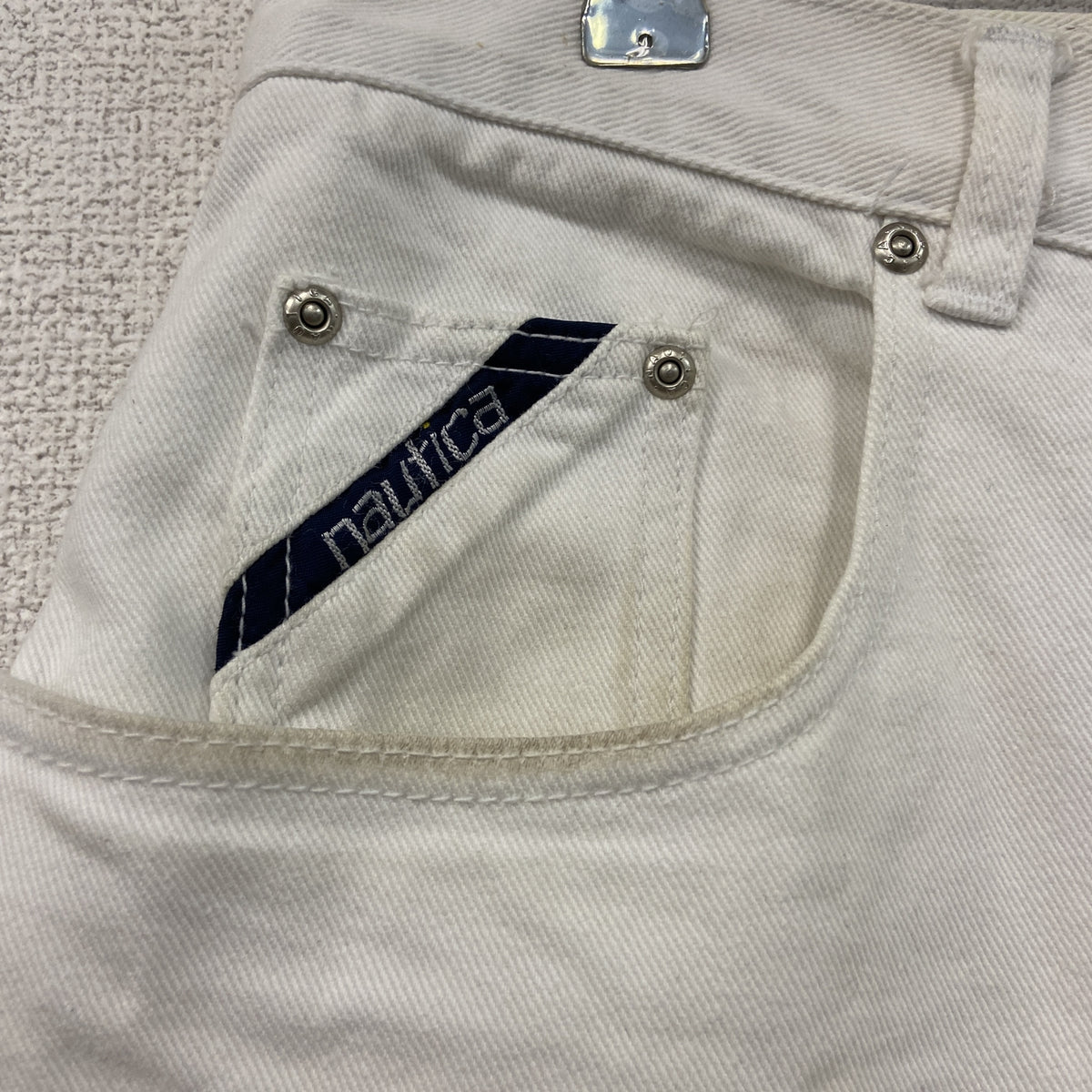 NAUTICA　ノーティカ　デニムハーフパンツ/ショートパンツ　ジップフライ　白　ホワイト　W34サイズ　古着