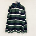 CHAPS　チャップス　長袖ポロシャツ/ラガーシャツ　ボーダー柄　緑　グリーン　紺　ネイビー　LLサイズ　古着