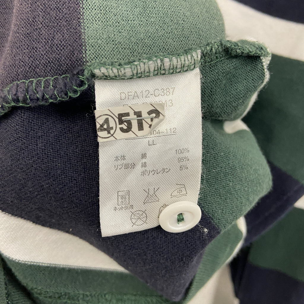 CHAPS　チャップス　長袖ポロシャツ/ラガーシャツ　ボーダー柄　緑　グリーン　紺　ネイビー　LLサイズ　古着