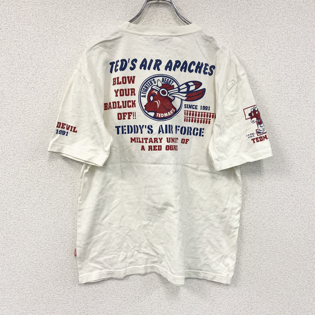 TEDMAN　テッドマン　半袖プリントTシャツ　白　ホワイト　42サイズ　古着