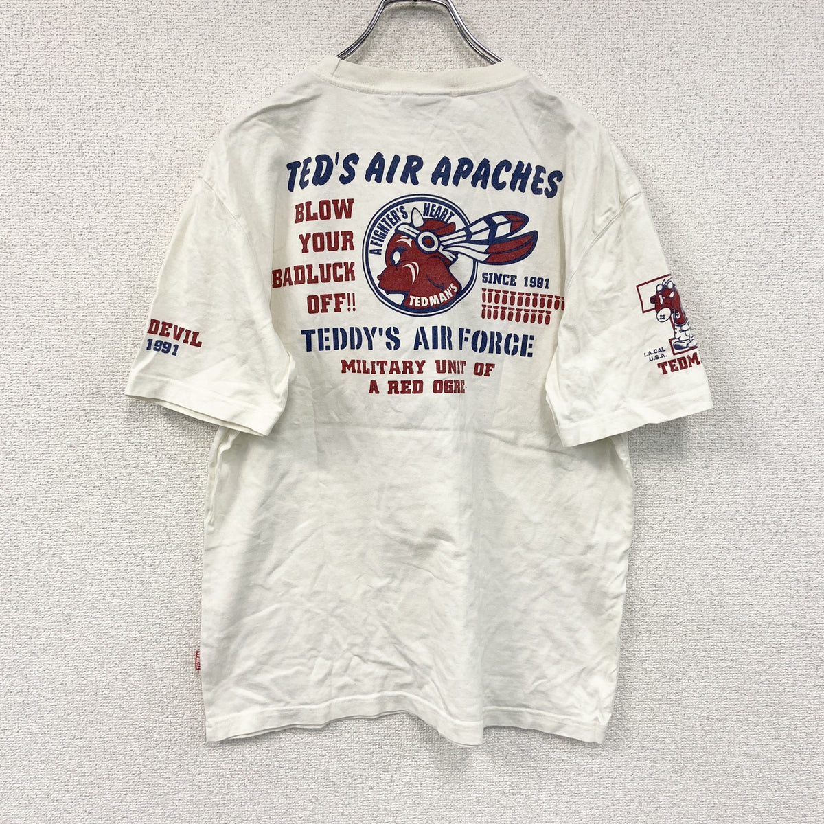 TEDMAN　テッドマン　半袖プリントTシャツ　白　ホワイト　42サイズ　古着