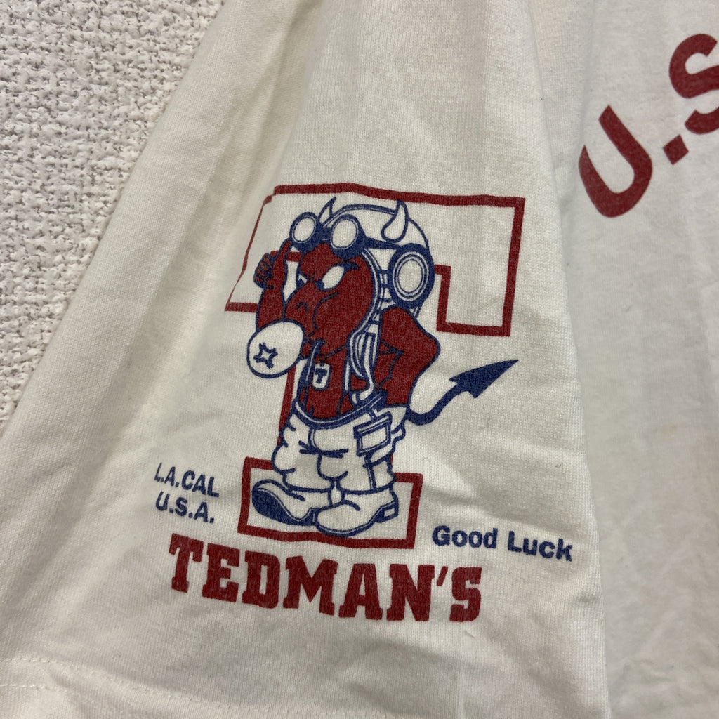 TEDMAN　テッドマン　半袖プリントTシャツ　白　ホワイト　42サイズ　古着