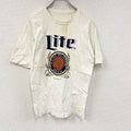 Lite　半袖プリントTシャツ　シングルステッチ　ヴィンテージ　白　ホワイト カットソー メンズ コットン 古着