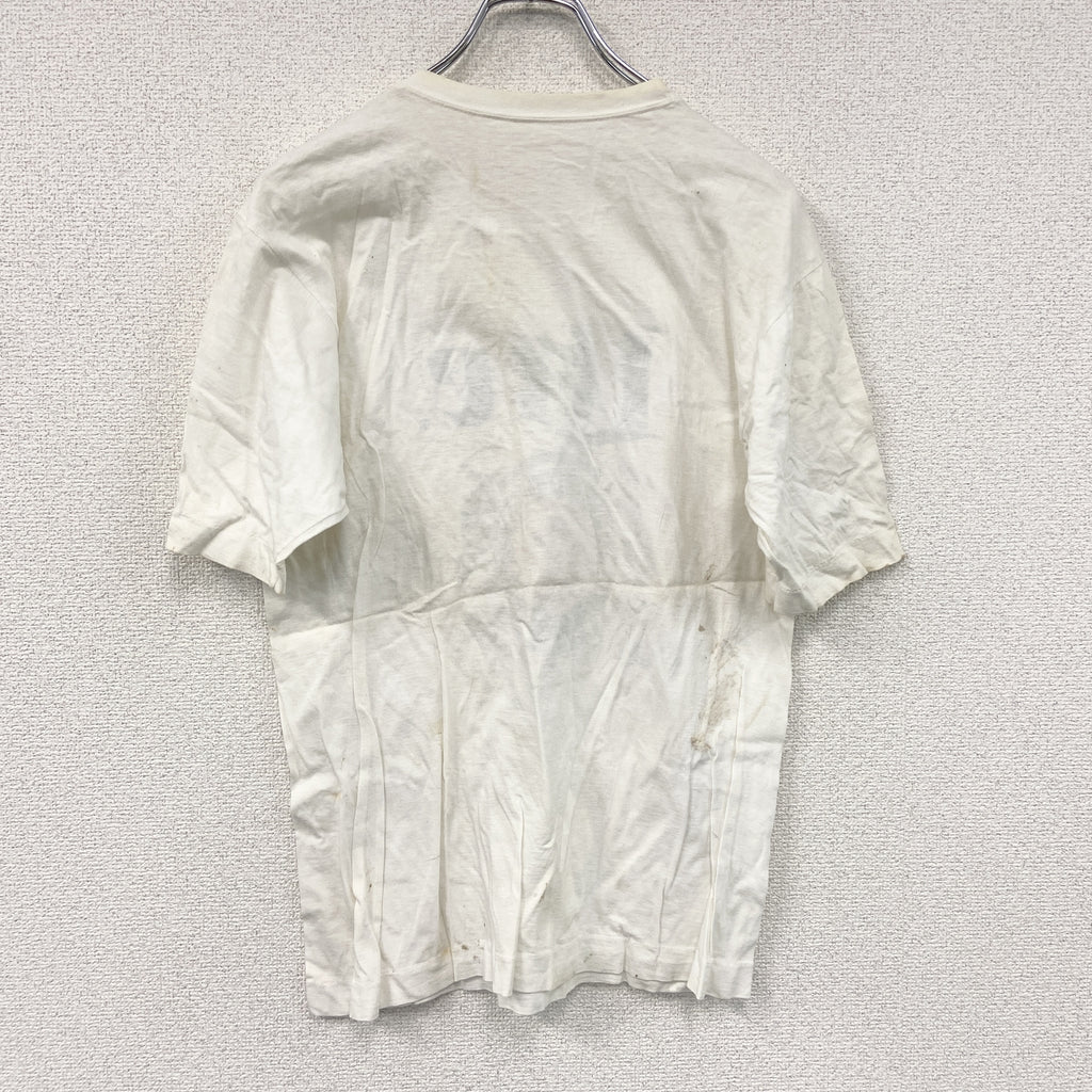 Lite　半袖プリントTシャツ　シングルステッチ　ヴィンテージ　白　ホワイト カットソー メンズ コットン 古着