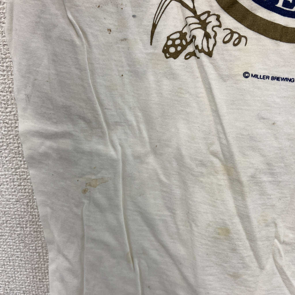Lite　半袖プリントTシャツ　シングルステッチ　ヴィンテージ　白　ホワイト カットソー メンズ コットン 古着