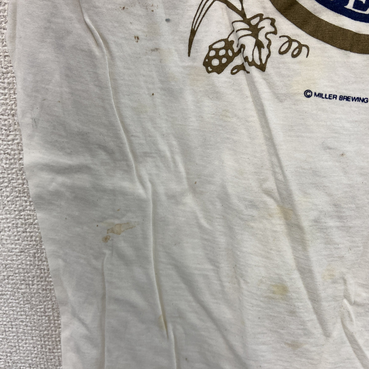 Lite　半袖プリントTシャツ　シングルステッチ　ヴィンテージ　白　ホワイト カットソー メンズ コットン 古着
