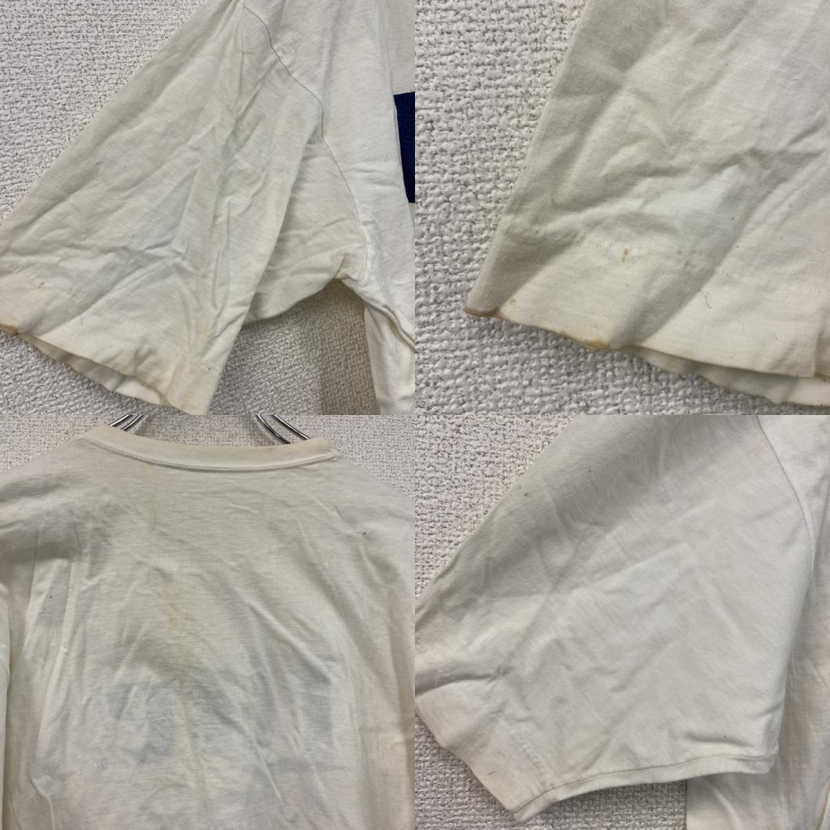 Lite　半袖プリントTシャツ　シングルステッチ　ヴィンテージ　白　ホワイト カットソー メンズ コットン 古着