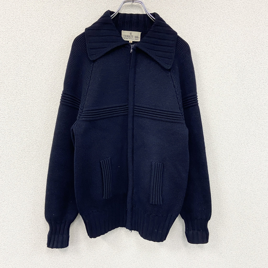 CERRUTI 1881　フルジップニットカーディガン　紺　ネイビー　Lサイズ　古着