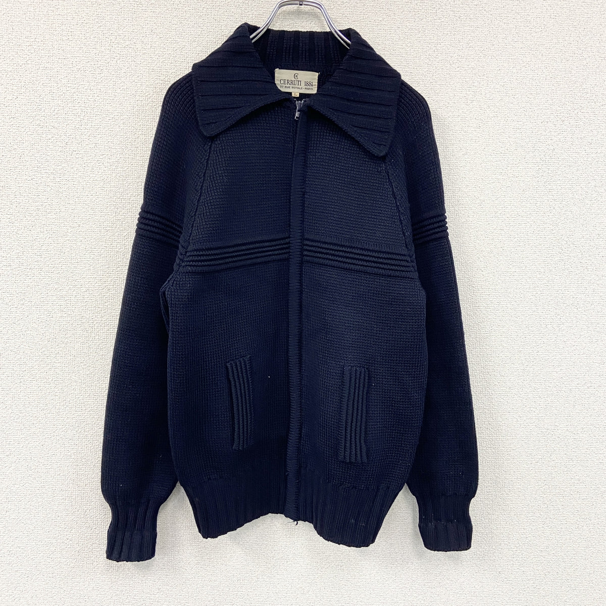 CERRUTI 1881　フルジップニットカーディガン　紺　ネイビー　Lサイズ　古着