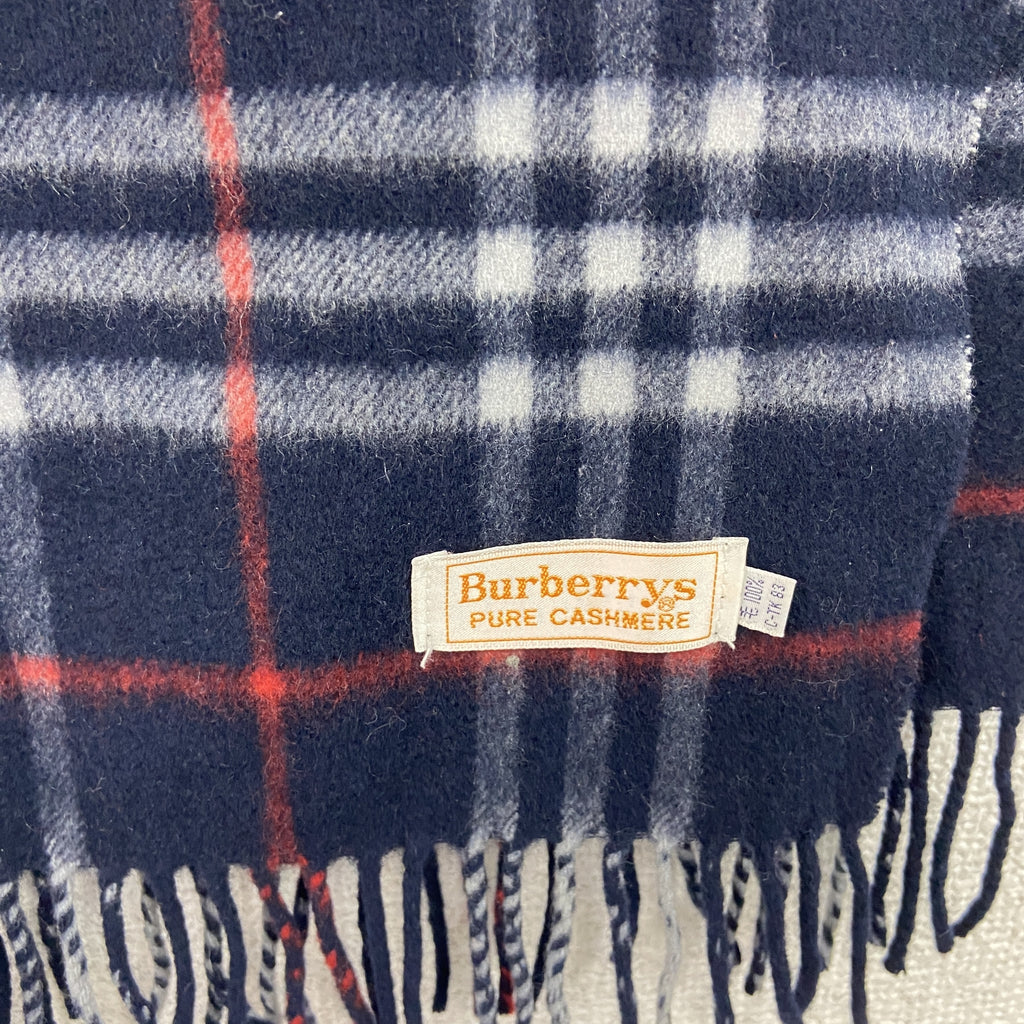 Burberrys　バーバリーズ　マフラー　チェック柄　紺ネイビー　古着