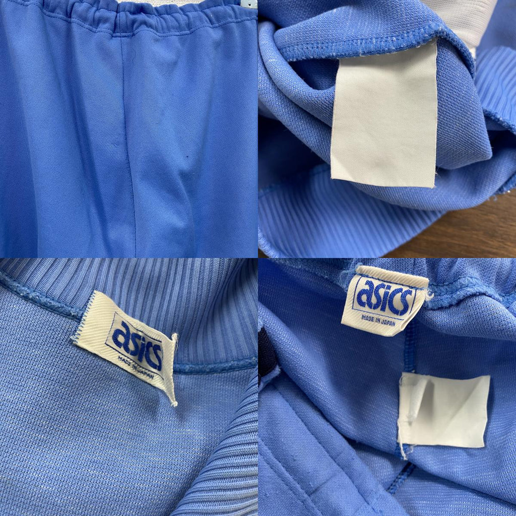 asics　アシックス　Recorder　ジャージセットアップ　トラックジャケット　トラックパンツ　水色　ライトブルー　古着