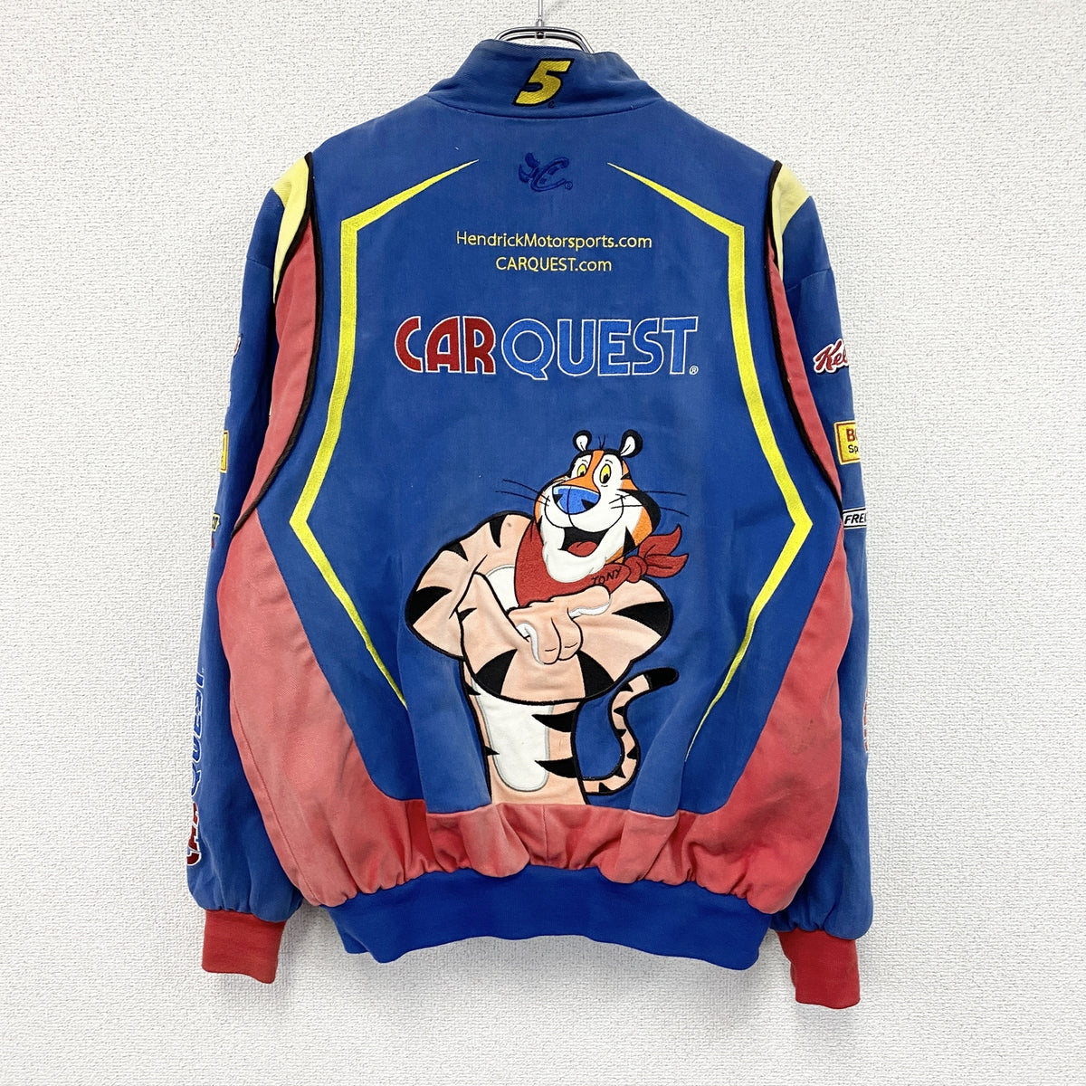 Chase Authentics　チェイスオーセンティック　NASCAR　レーシングジャケット　スタジャン/スタジアムジャケット　企業ロゴ　青　ブルー　Sサイズ　古着