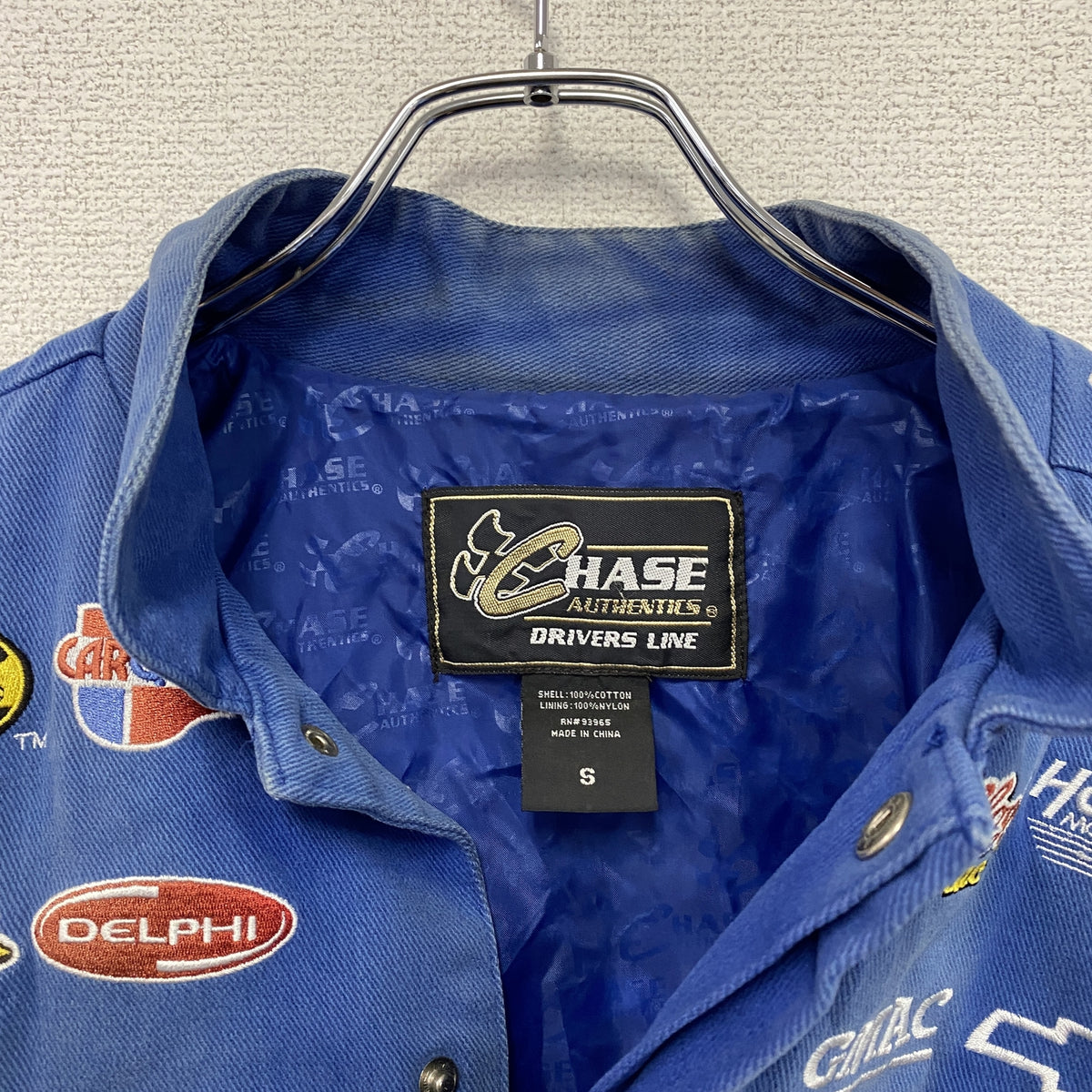 Chase Authentics　チェイスオーセンティック　NASCAR　レーシングジャケット　スタジャン/スタジアムジャケット　企業ロゴ　青　ブルー　Sサイズ　古着