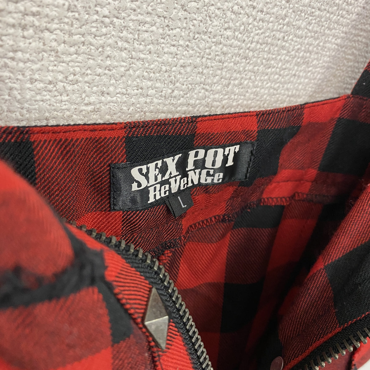 SEX POT ReVenGe　セックスポットリベンジ　ワンピース　チェック柄　赤　黒　レッド　ブラック　Lサイズ　古着