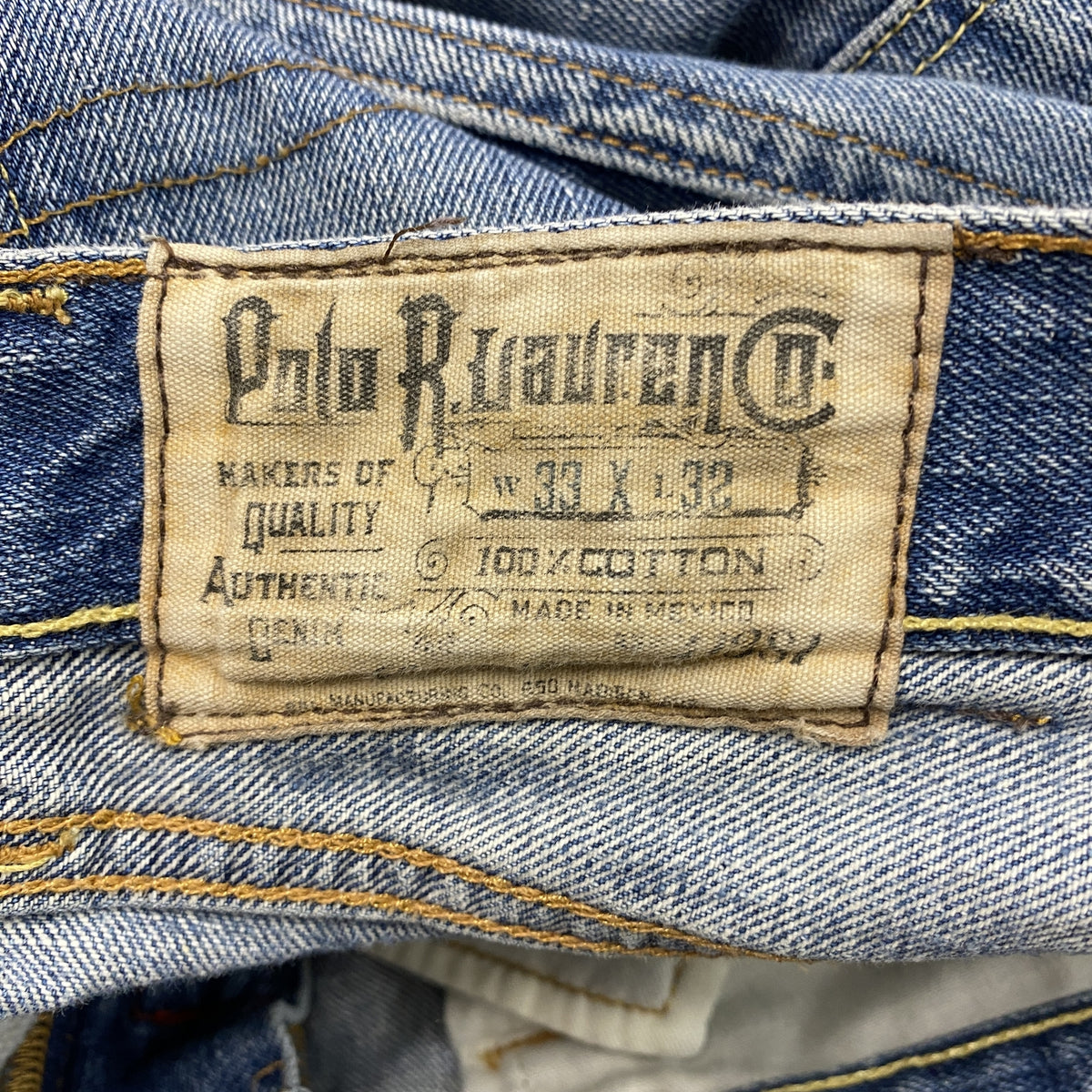 POLO RALPH LAUREN　ポロラルフローレン　デニムパンツジーンズ　ジップフライ　インディゴ　W33サイズ　古着