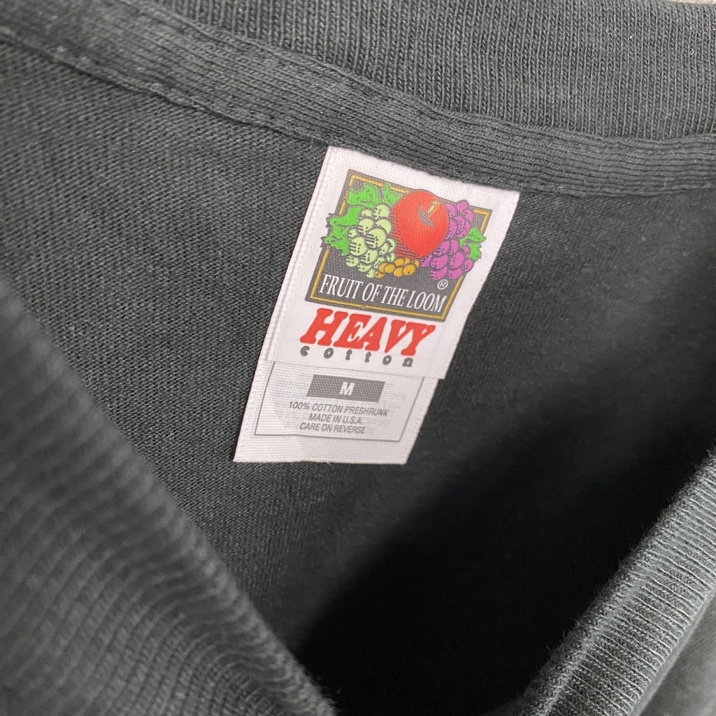 FRUIT OF THE LOOM　フルーツオブザルーム　半袖プリントTシャツ　シングルステッチ　ヴィンテージ　黒　ブラック　Mサイズ カットソー メンズ コットン 古着