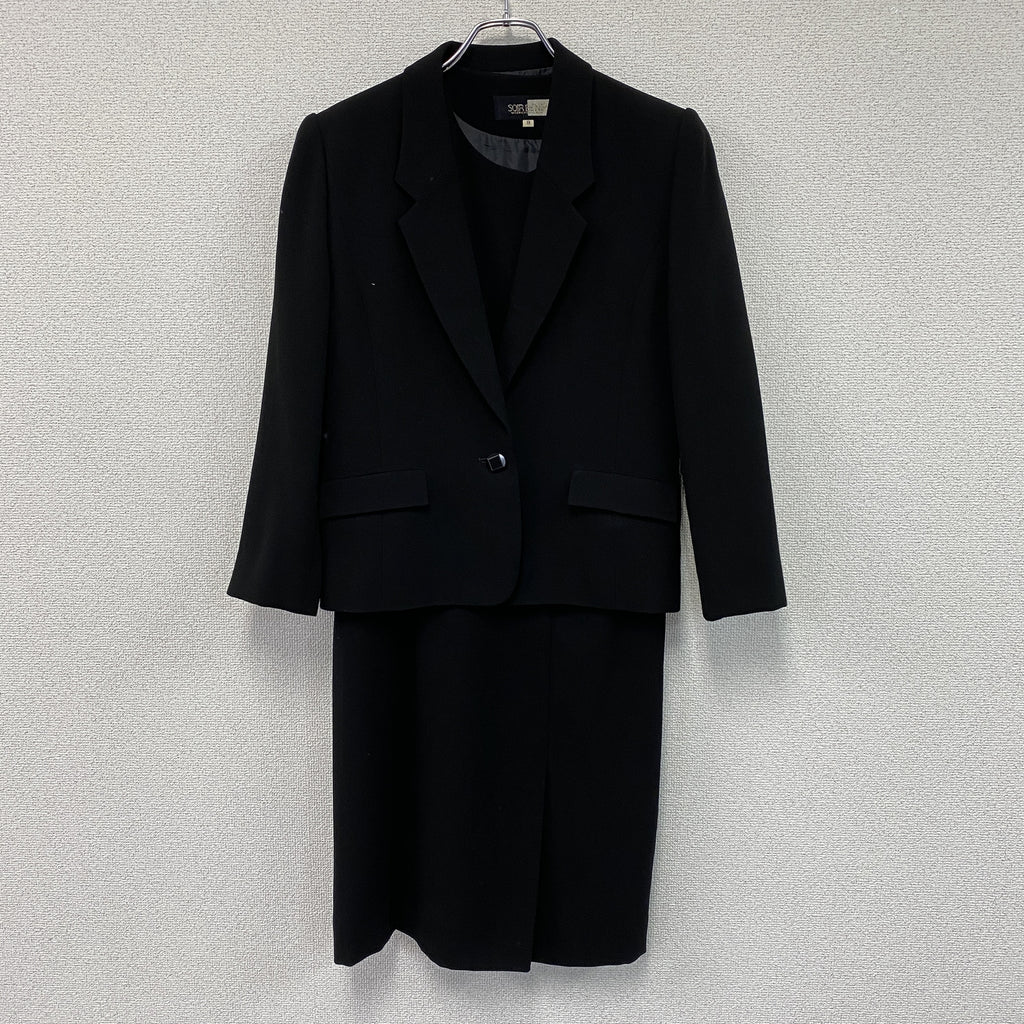 SOIR BENIR　ソワールベニール　冠婚葬祭セットアップ/喪服　ワンピース　黒　ブラック　9サイズ　古着