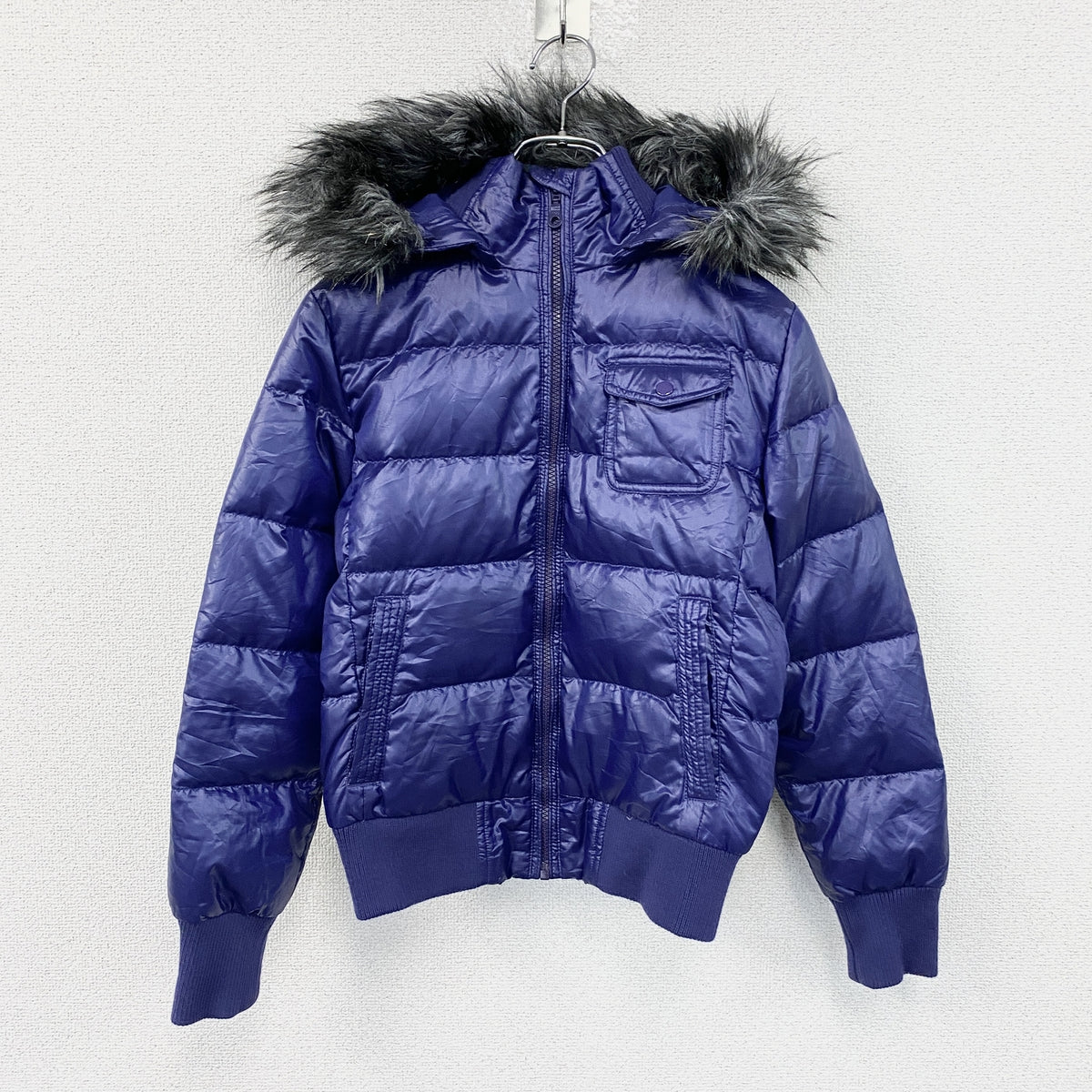 Down Collection　ダウンコレクション　UNIQLO　ユニクロ　ダウンジャケット　フーディー　紫　パープル　Sサイズ　古着