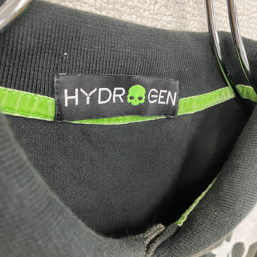 HYDROGEN　ハイドロゲン　半袖ポロシャツ　スカル　黒　ブラック　XLサイズ　古着