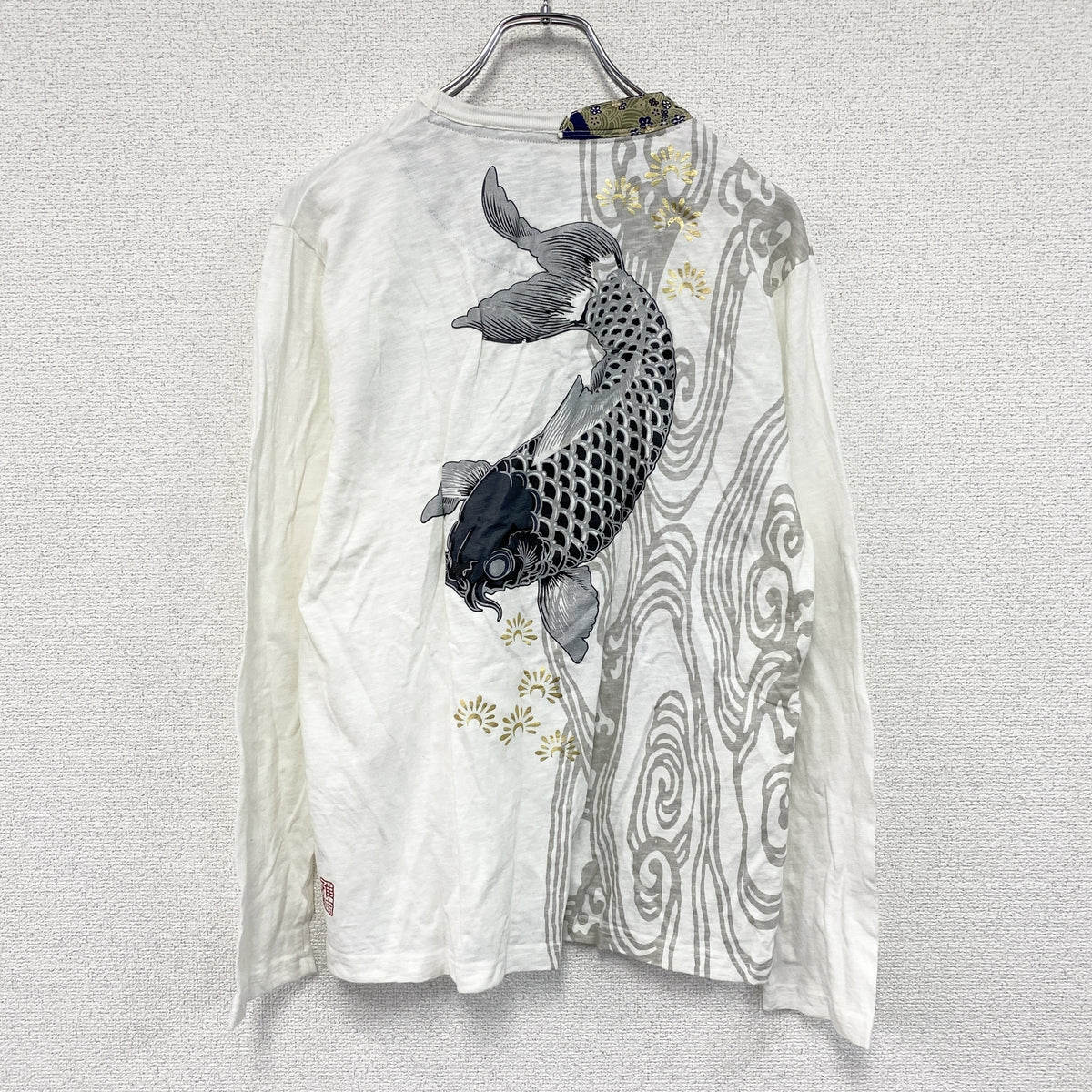 雅結　みやびむすび　長袖Tシャツ/ロンT　和柄　白　ホワイト　Mサイズ　古着