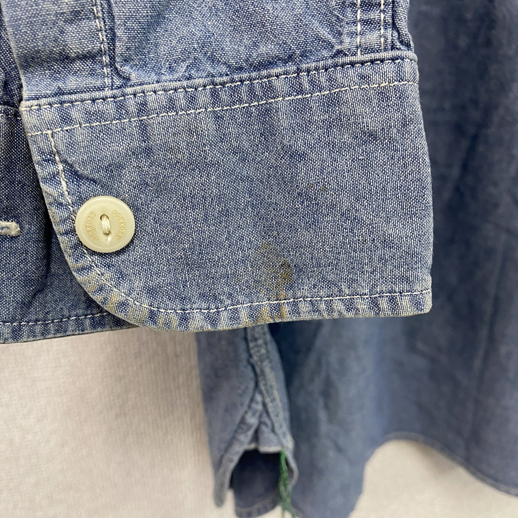 OshKosh　オシュコシュ　長袖シャンブレーワークシャツ　青　ブルー　Mサイズ　古着