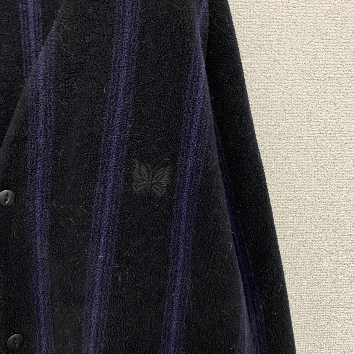 UNIQLO　ユニクロ　NEEDLES　ニードルス　フリースオーバーサイズカーディガン　黒　ブラック　紫　パープル　XLサイズ　古着